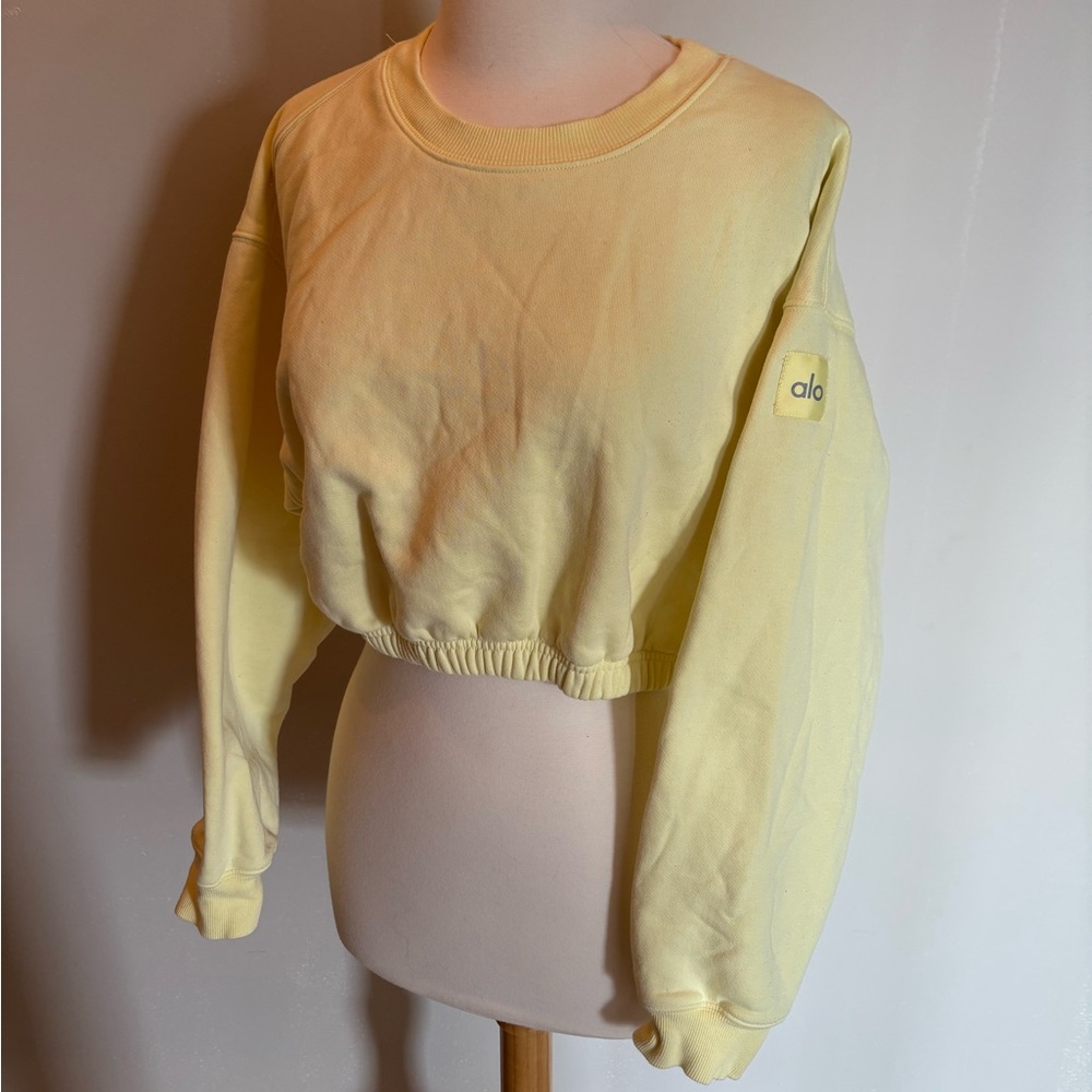 ALO Yoga Yellow Crop Relaxed Sweatshirt